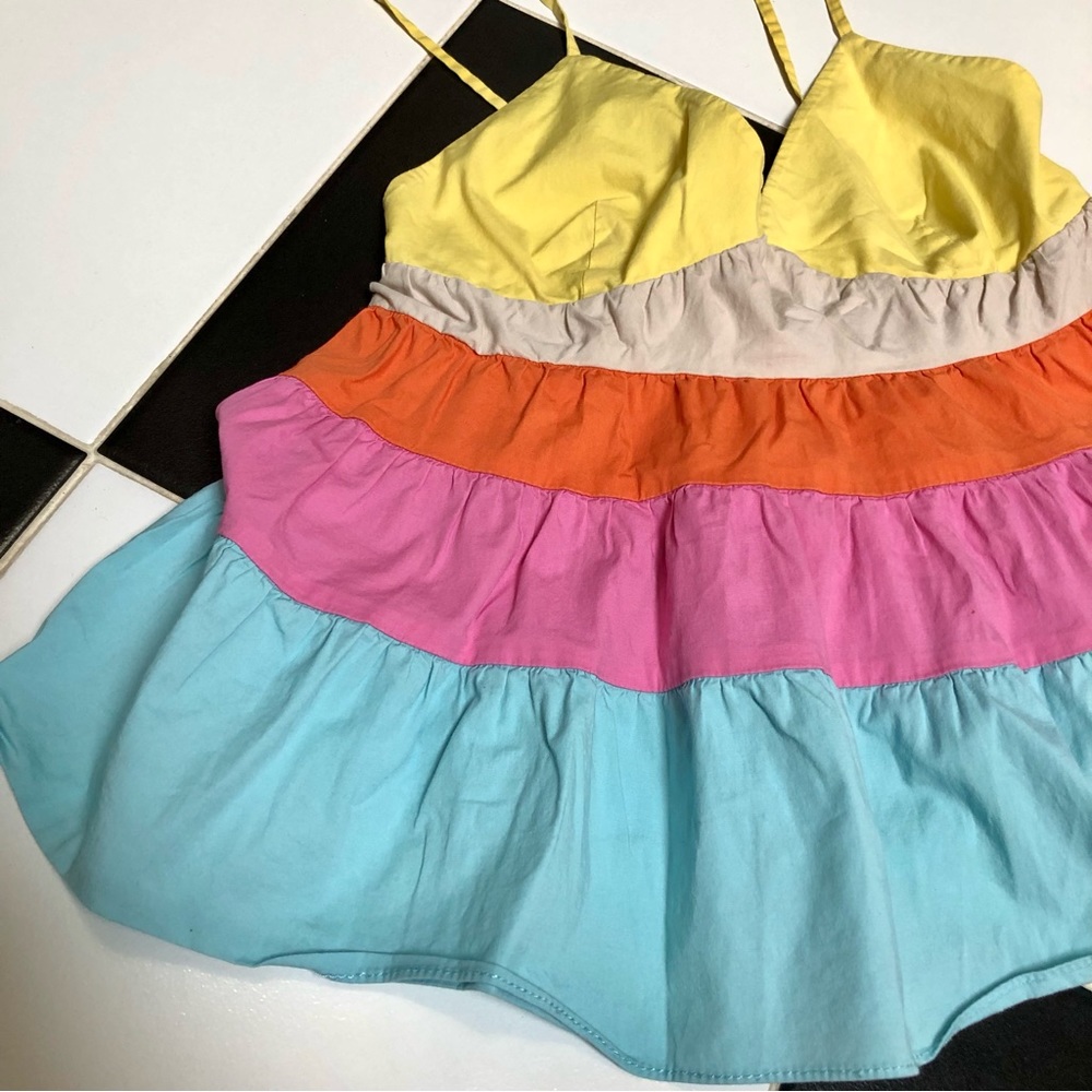 Staud Olympia Colorblock Spaghetti Strap Flowy Tank Top Multi Baby Blue Pink szM - Picture 7 of 14